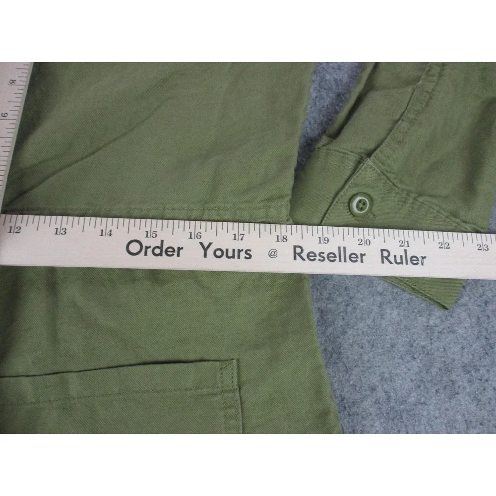 Quince Coveralls Women Large Green Linen Blend Twill Jumpsuit Zip Up Long Sleeve